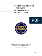 Curriculam of Bs Physical Education 4 Years Program W.E.F FALL 2023