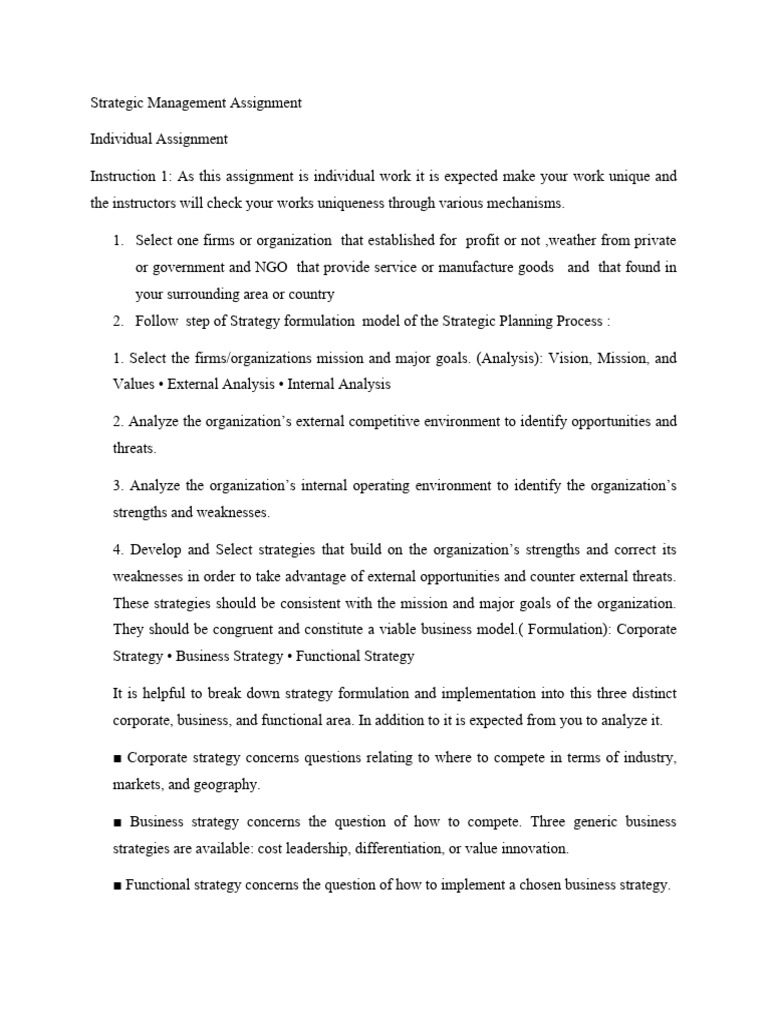 Strategic Management Assignment Indi Work | PDF