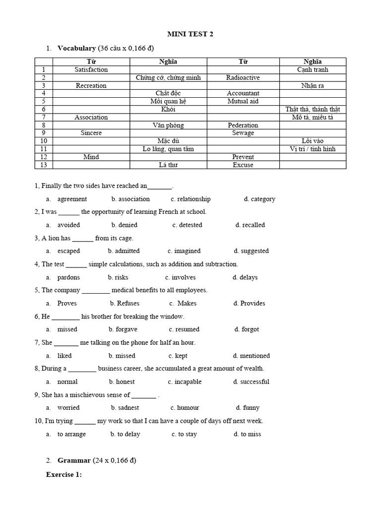 Mini Test 2 | PDF