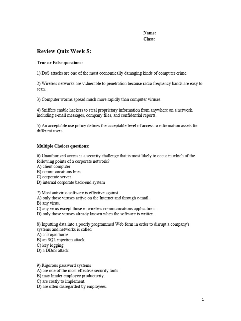 Unit 6 Review Question PDF