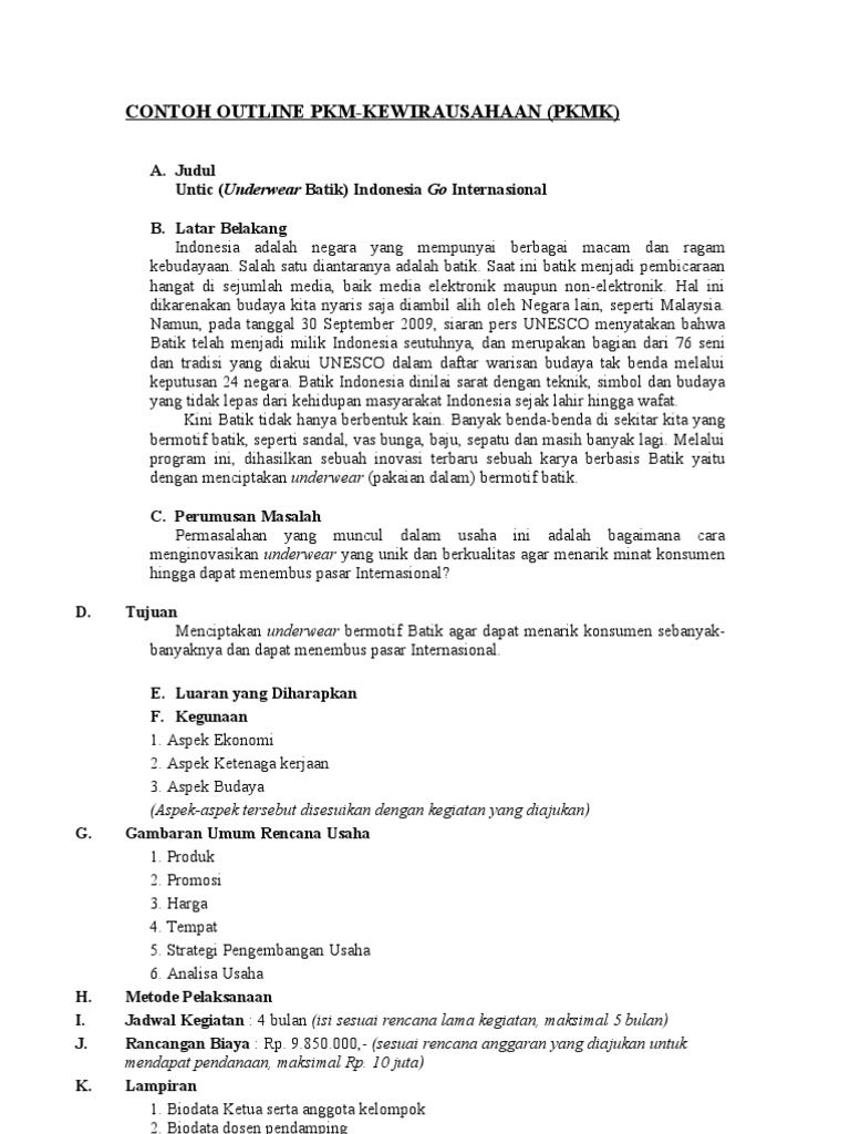 Contoh Outline PKM PDF