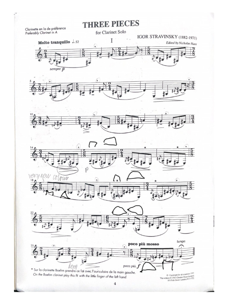Stravinsky, Igor 3 Pieces For Solo PDF