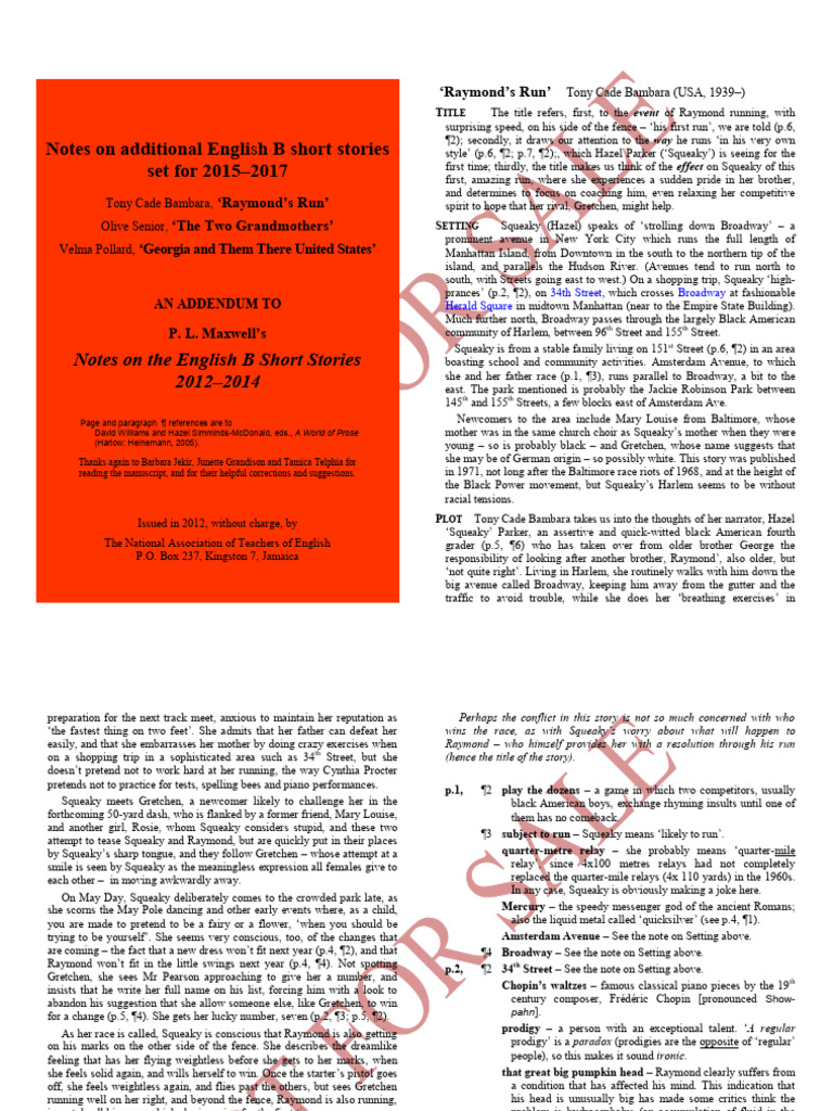 2015-17 Short Story NOTES | PDF | Broadway (Manhattan)