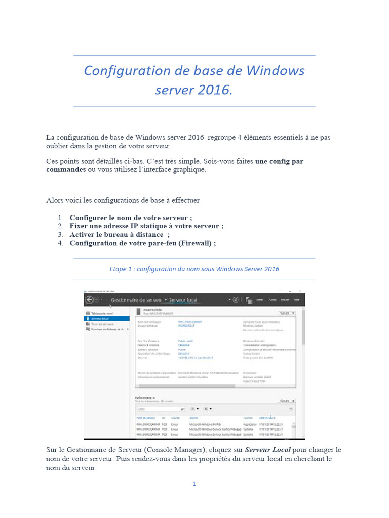 Configuration de base de Windows Server 2016 | PDF | Serveur ...