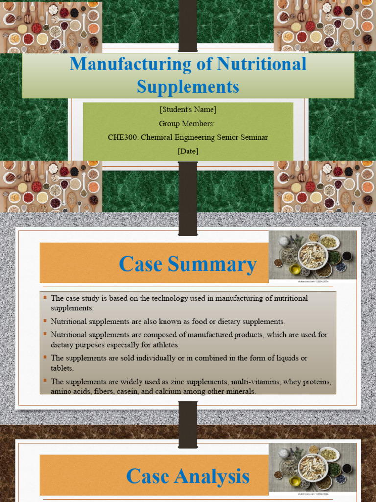 Project Deliverable 1 Manufacturing Of Nutritional Supplements Pdf