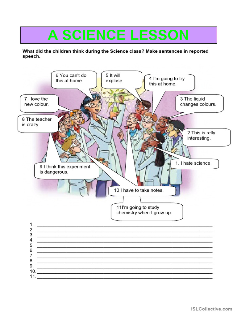Reported Speech - A Science Lesson | PDF