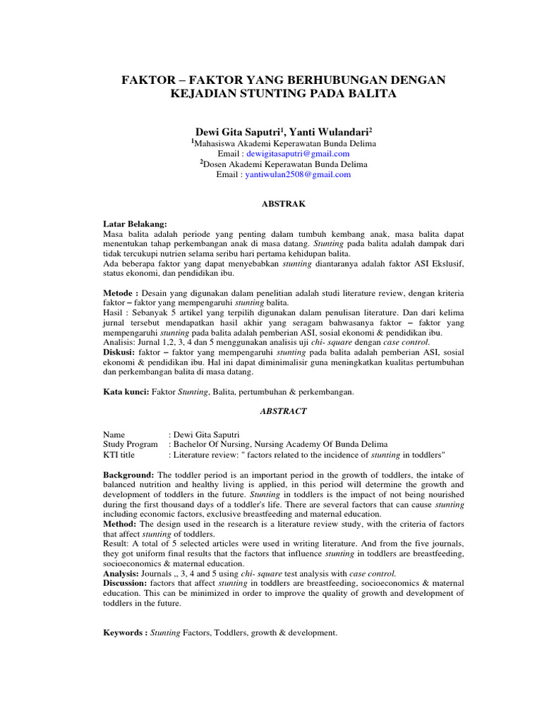 Faktor Penyebab Stunting pada Balita | PDF | Ilmu Sosial