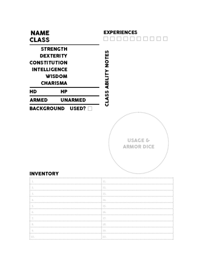 My Character Sheet (Blank) | PDF