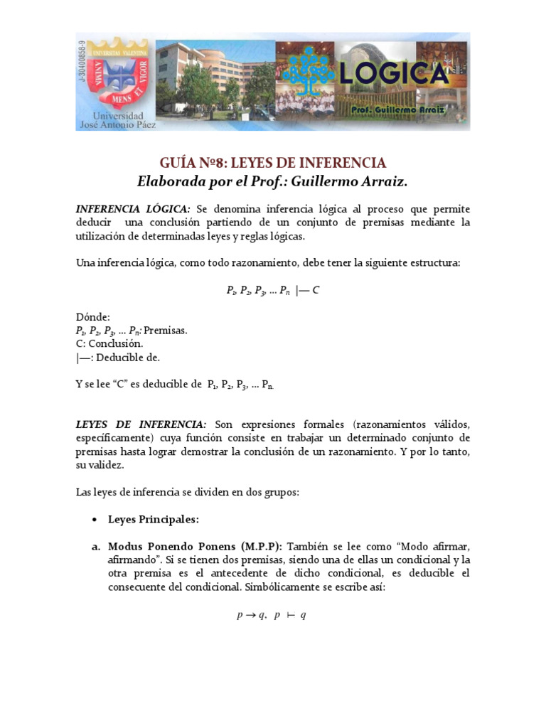 Leyes de Inferencia Lógica Explicadas | PDF | Razonamiento deductivo ...