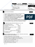 Higher Intermediate LEESTest B