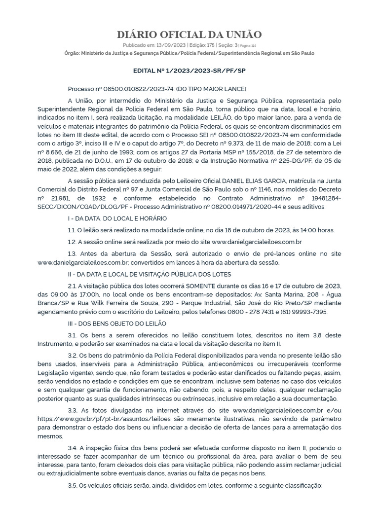 Edital N 1 2023 2023 SR PF SP Edital N 1 2023 2023 SR PF SP DOU ...