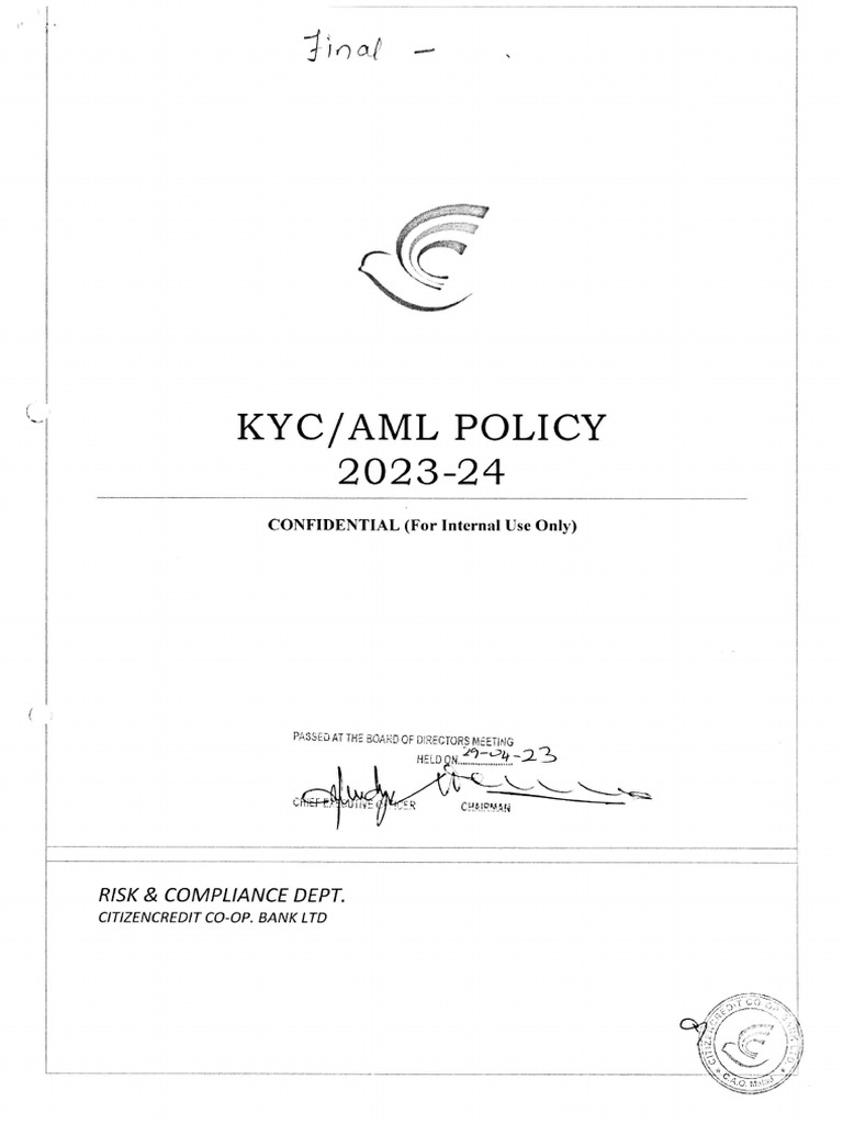 Kyc Aml Policy 23 24 | PDF