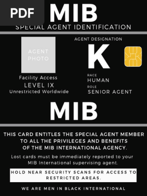 Men in Black Agent Identification Card