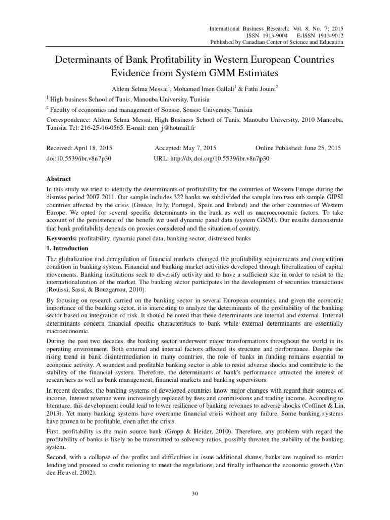 Determinants of bank profitability in western european countries