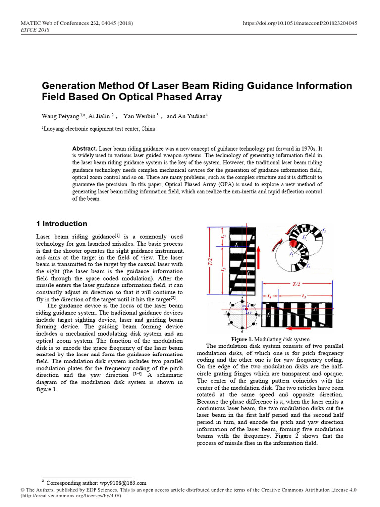 Generation Method of Laser Beam Riding Guidance in | PDF
