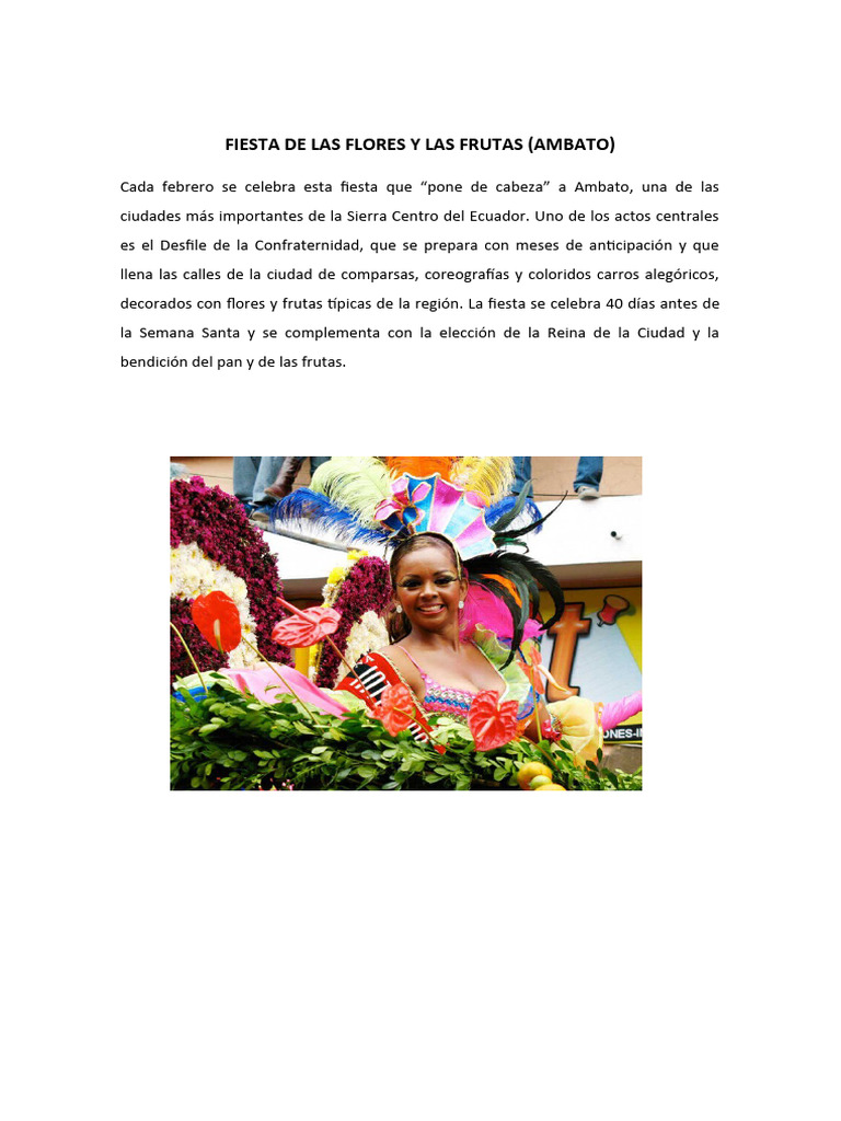 Fiesta De Las Flores Y Las Frutas Pdf Carnaval
