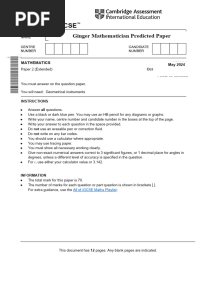 Prediction Paper 2 0580 May 2024