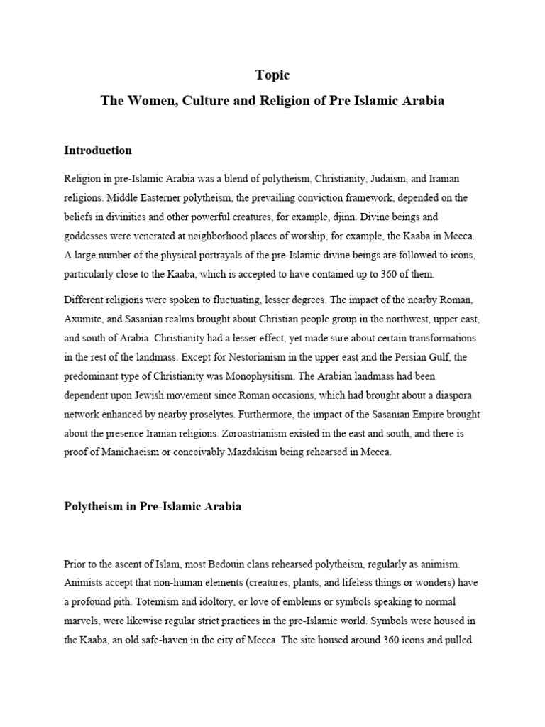 The Women, Culture and Religion of Pre Islamic Arabia | PDF | Religious ...