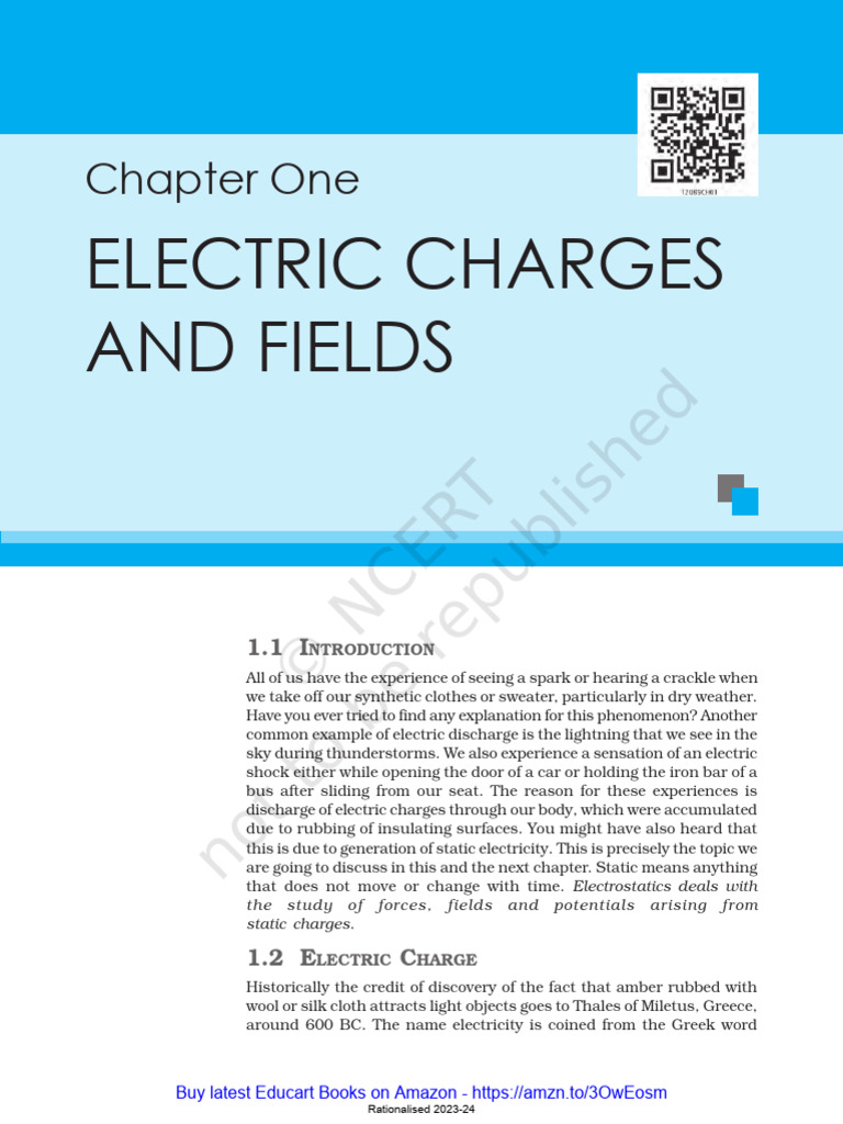 CH - 1 Electric Charges and Fields | PDF