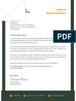 Olive Green Orange Simple Borders Promotion Letter of Recommendation