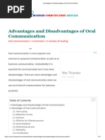 Advantages and Disadvantages of Oral Communication