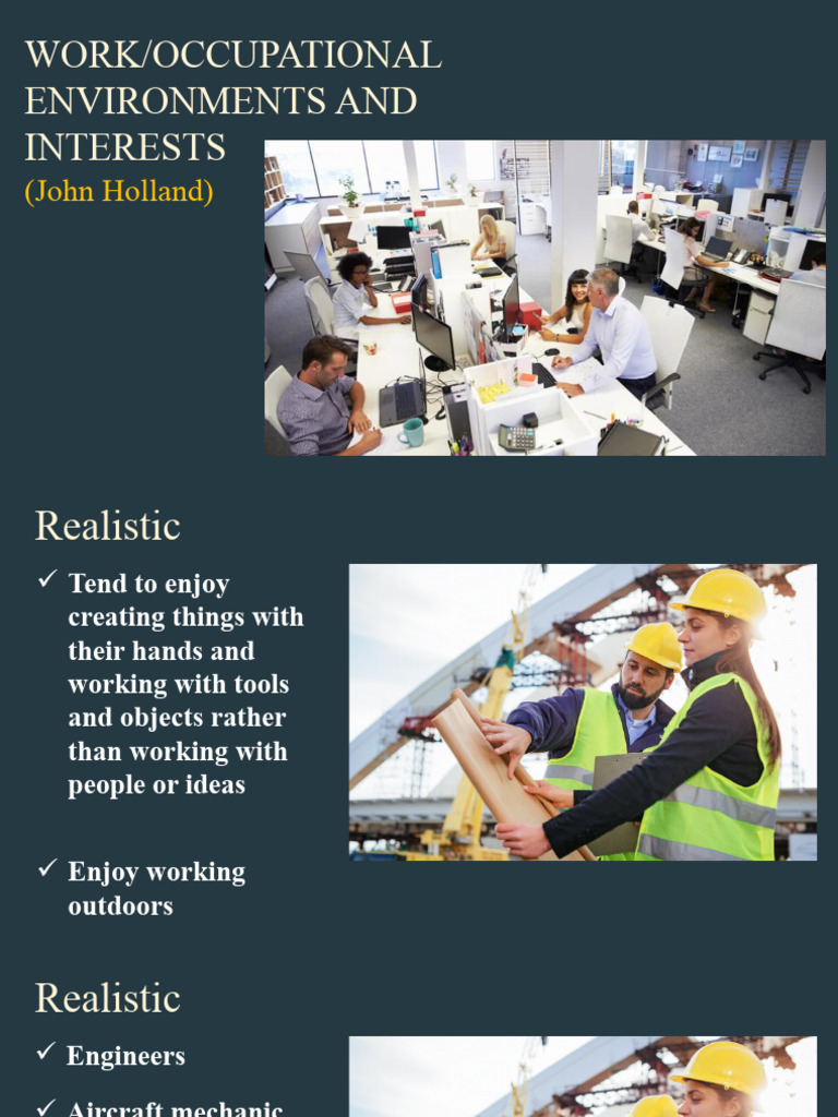 Career Interests and Work Environments | PDF | Career & Growth | Social ...