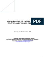 Listado de Telefonos Municipales Actualizado A Marzo 2023