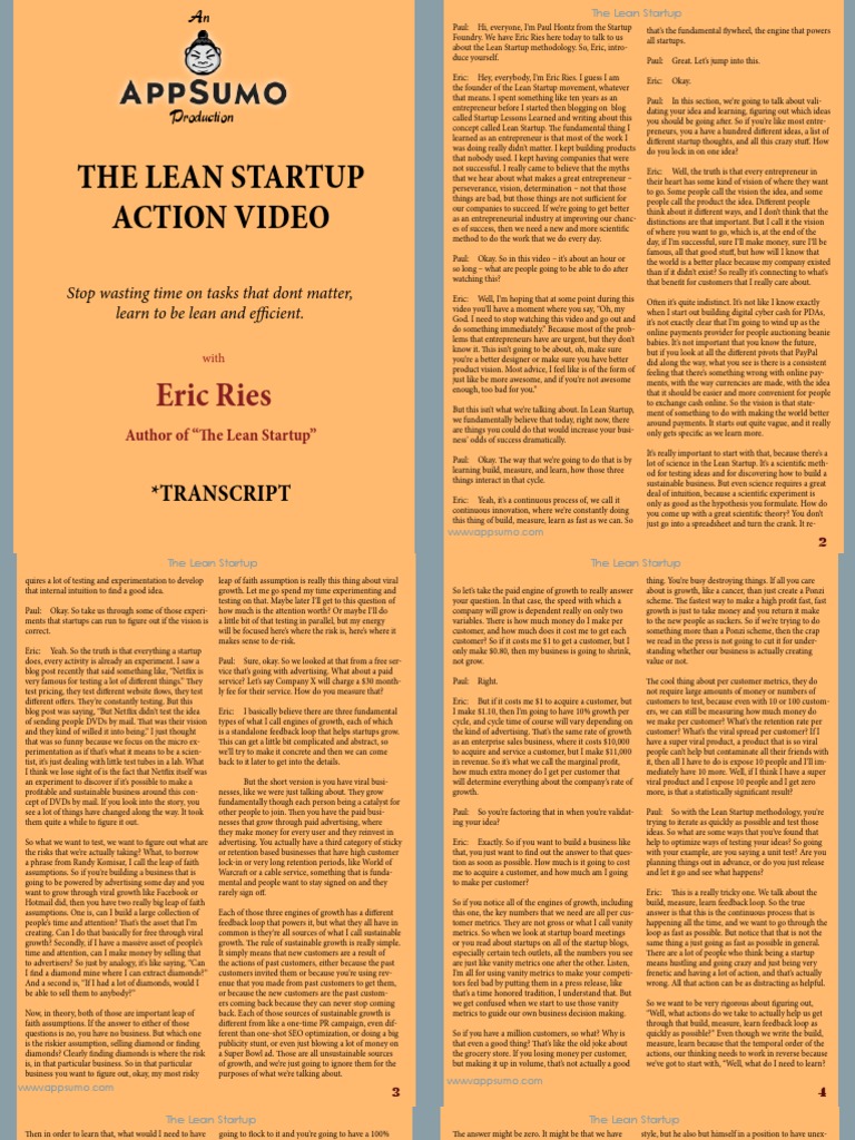 Lean Startup With Eric Ries | PDF | Lean Startup | Startup Company
