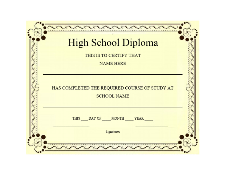 High School Diploma Template 28 PDF High School Diploma Template 28 PDF
