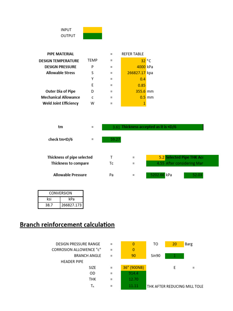 Pipe THK Calc PDF Materials Building Materials