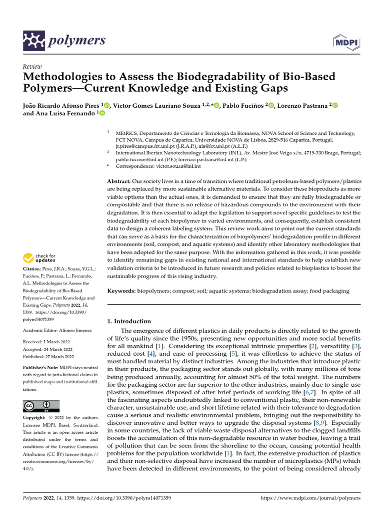 Methodologies To Assess The Biodegradabi | PDF | Biodegradation ...
