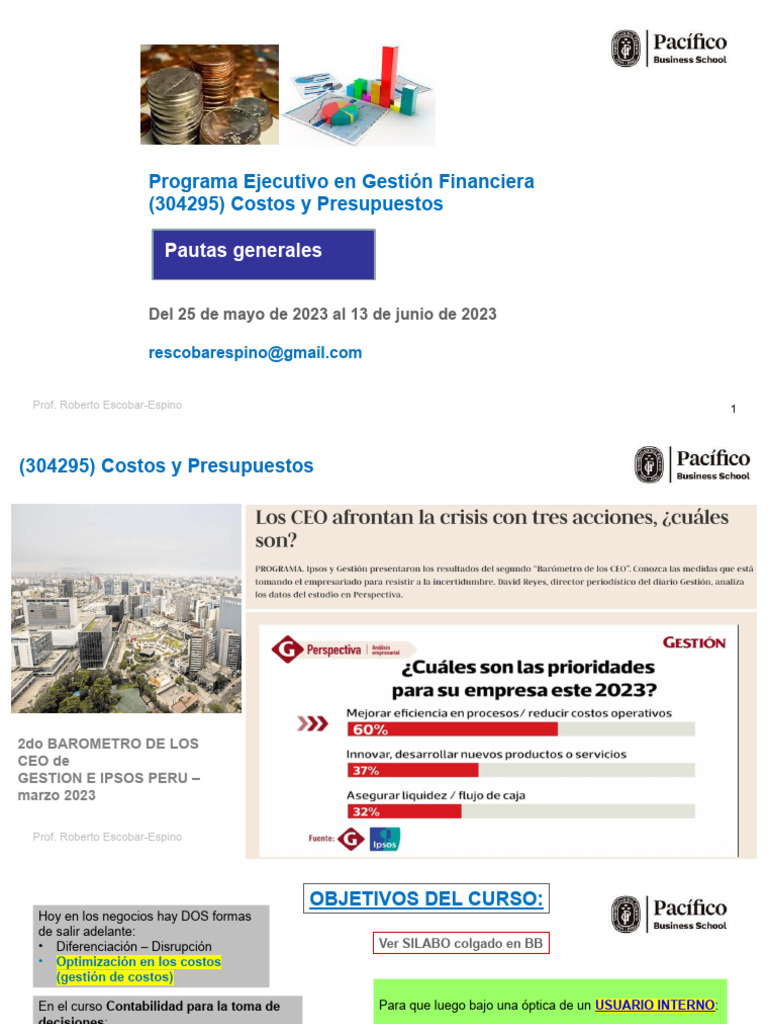 Curso de Costos y Presupuestos 2023 | PDF | Presupuesto | Contabilidad ...