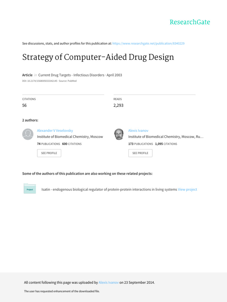 Computer-Aided Drug Design Strategies | PDF