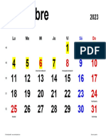 Calendario Diciembre 2023 Espana Horizontal Clasico