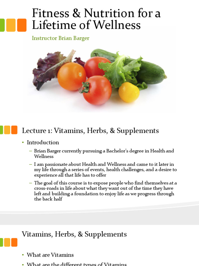 Lecture 1 Vitamins Herbs Supplements Pdf