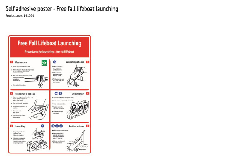 Traconed 141020 Self Adhesive Poster Free Fall Lifeboat Launching | PDF