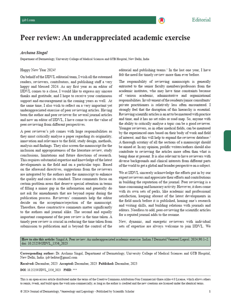 Peer Review - An Underappreciated Academic Exercise | PDF | Academic ...