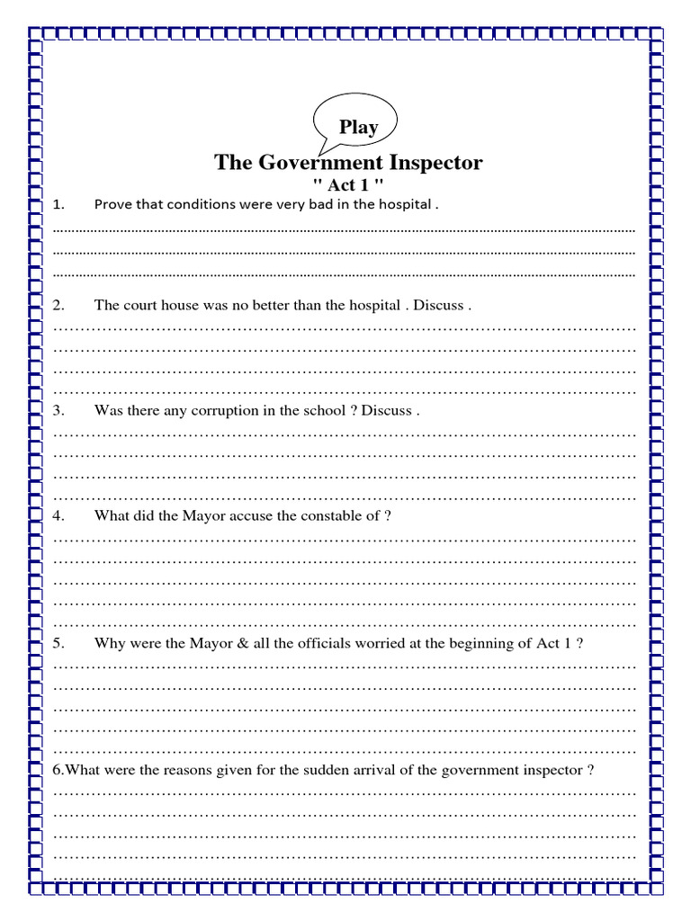 Government Inspector Play Summary & Questions | PDF