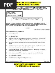 JSS3 NECO BECE Mathematics Past Questions Free PDF