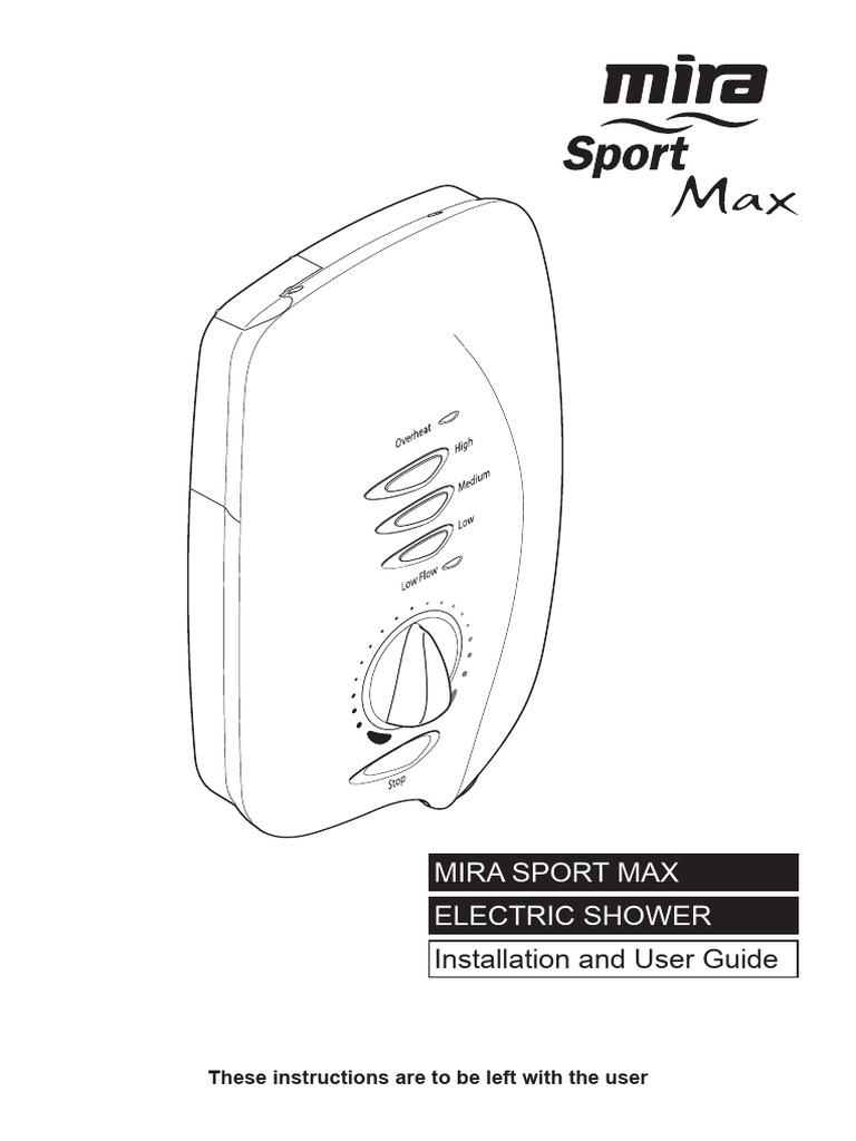 Mira Sport Max Electric Shower Installation and User Guide PDF