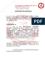 Constancia de Practica - Melgarejo Castillo Nataly - Cámara de Comercio y Producción de La Provincia Del Santa