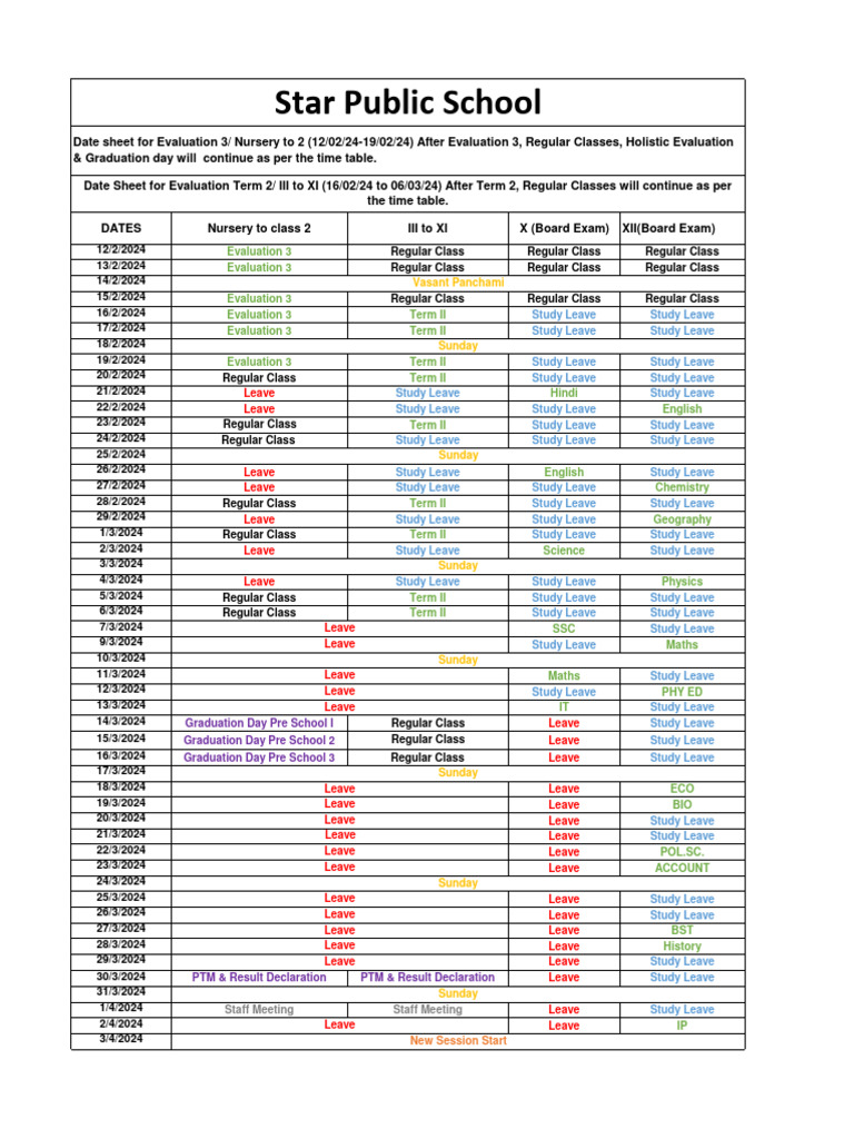 Detail Time Table | PDF