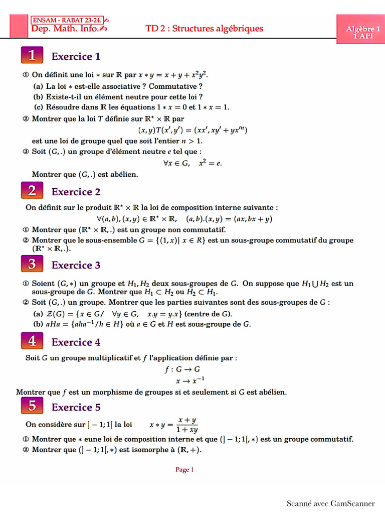 Énoncé Td2 Algèbre | PDF