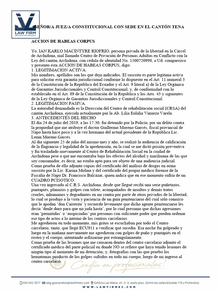 Acción de Habeas Corpus en Archidona | PDF | Habeas corpus | Justicia