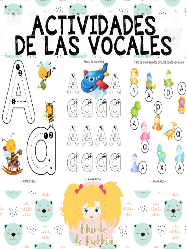 Cuadernillo Con Actividades de Vocales Recopilado Por Mundo de Rukkia | PDF