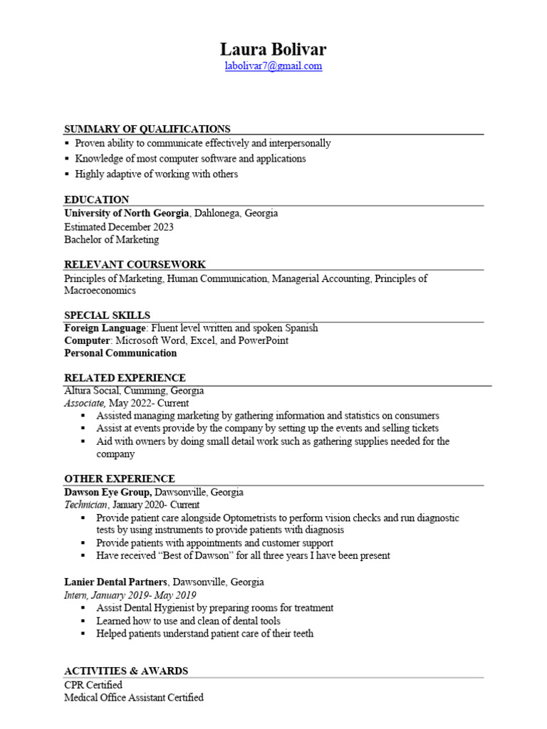 Marketing Graduate with Diverse Experience | PDF
