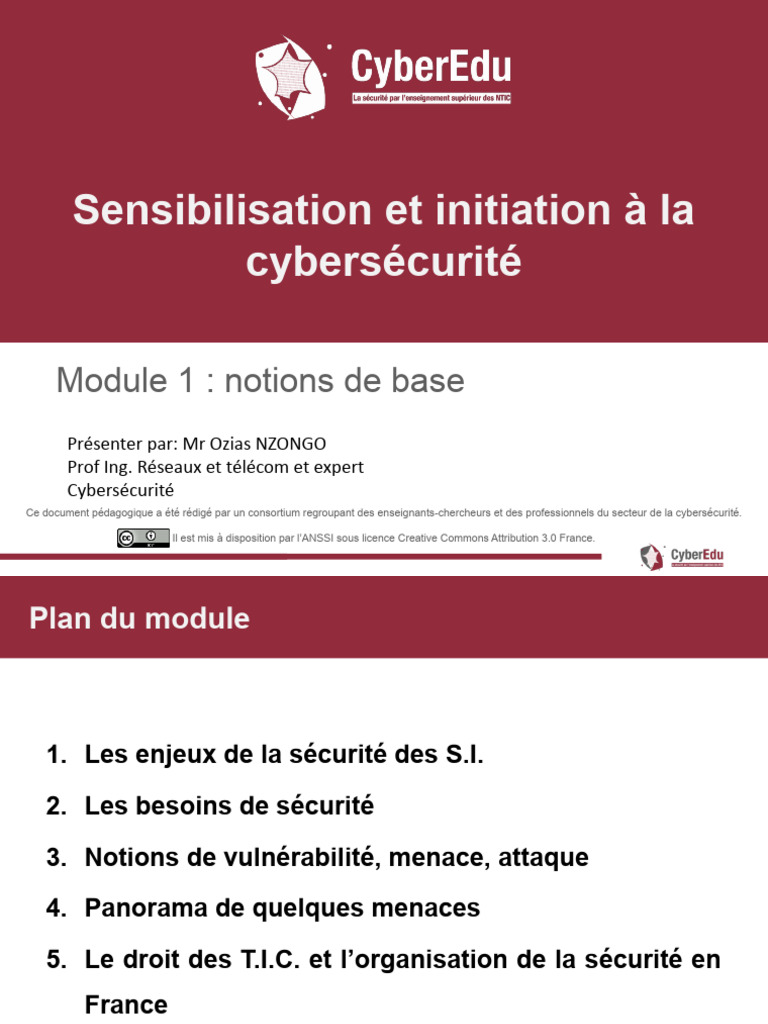 Cyberedu Module 1 Notions de Base | PDF | Affaires | Finance et gestion ...