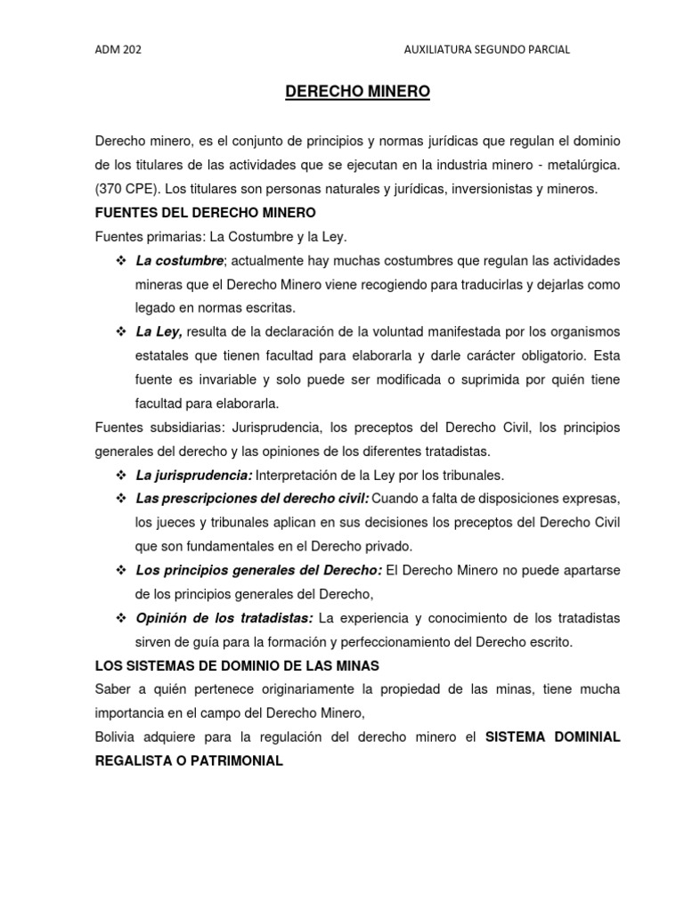 Fundamentos del Derecho Minero en Bolivia | PDF | Minería | Propiedad