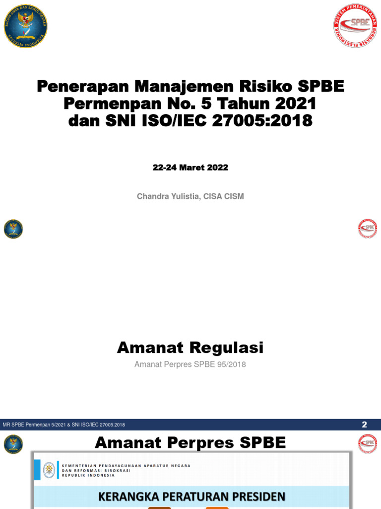 Manajemen Risiko SPBE dan ISO 27005 | PDF