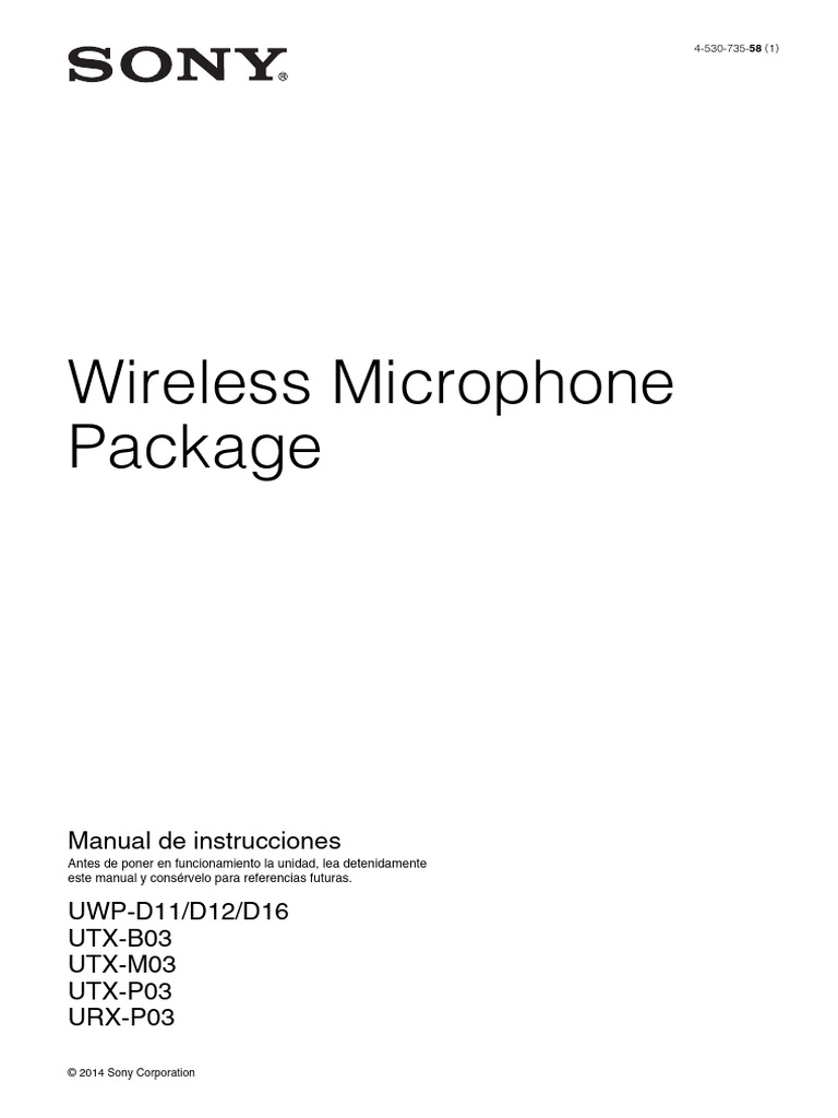 Wireless Microphone Package SONY 45307355M | PDF